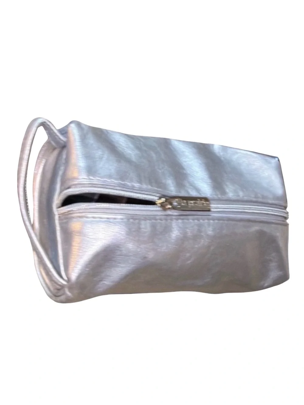 La Prairie Silver Metallic Cosmetic Bag | Luxury | Makeup Pouch | Travel Case